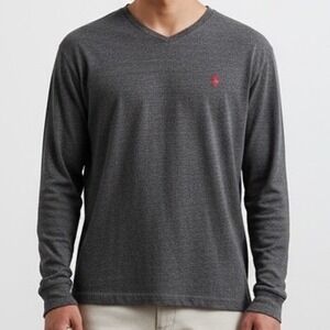 Polo Ralph Lauren Mens Classic Fit V Neck T Shirt Dark Gray Heather men's med